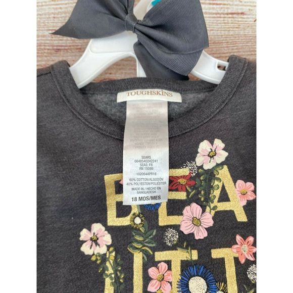 COPY - Toughskins Infant Girl 3 PC Set  Sweater Shirt Gray Leggings Hair Bow/ P… - Picture 6 of 10